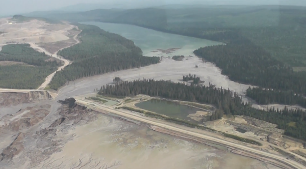 Image taken from the Video of Mount Polley Mine Trailings Pond Breach - Courtesy Cariboo Regional District