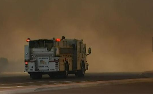 Truck going into smoke